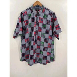 VINTAGE Ralph Lauren Chaps Shirt XLarge Multi Madras Plaid Patchwork Quilted